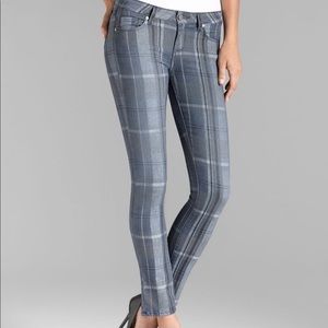 PAIGE Skyline Ankle Peg Jeans - grey Plaid - size 29
